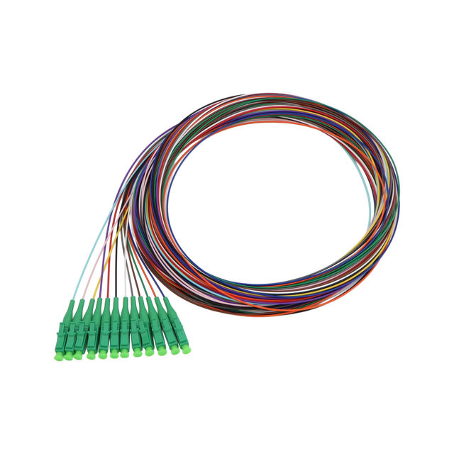 Fiber Optic Pigtail, 12 Strand, unjacketed color-coded, 900um, LC APC, OS2