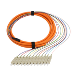 Fiber Optic Pigtail, 12 Strand, bundled, 900um, SC UPC, Multimode OM1