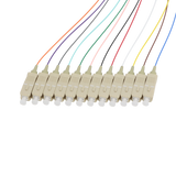 Fiber Optic Pigtail, 12 Strand, unjacketed color-coded, 900um, SC UPC, Multimode OM1