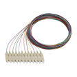 Fiber Optic Pigtail, 12 Strand, unjacketed color-coded, 900um, SC UPC, OM3