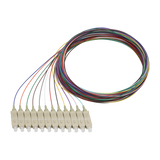 Fiber Optic Pigtail, 12 Strand, unjacketed color-coded, 900um, SC UPC, OM3