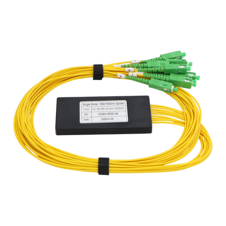 Fiber Optic PLC Splitter, 1x8, SC APC, OS2