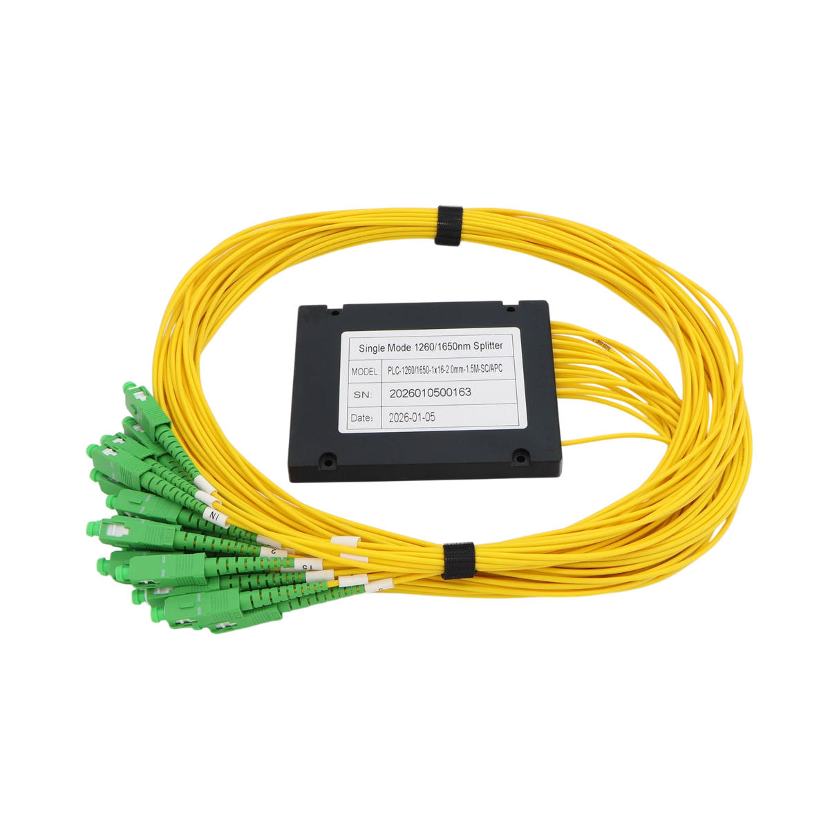 Fiber Optic PLC Splitter, 1x16, SC APC, OS2