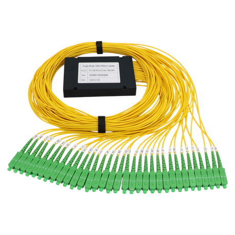 Fiber Optic PLC Splitter, 1x32, SC APC, OS2