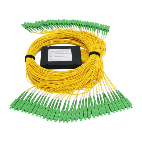 Fiber Optic PLC Splitter, 1x64, SC APC, OS2