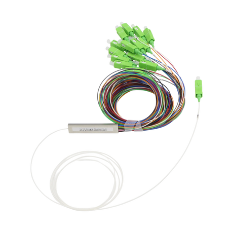 Fiber Optic PLC Splitter, 1x16, SC APC, OS2, Steel Tube