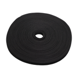 Hook and Loop Tie, Double Sided Reusable, 25m/roll, 12mm wide, black, Cut to Length Customizable