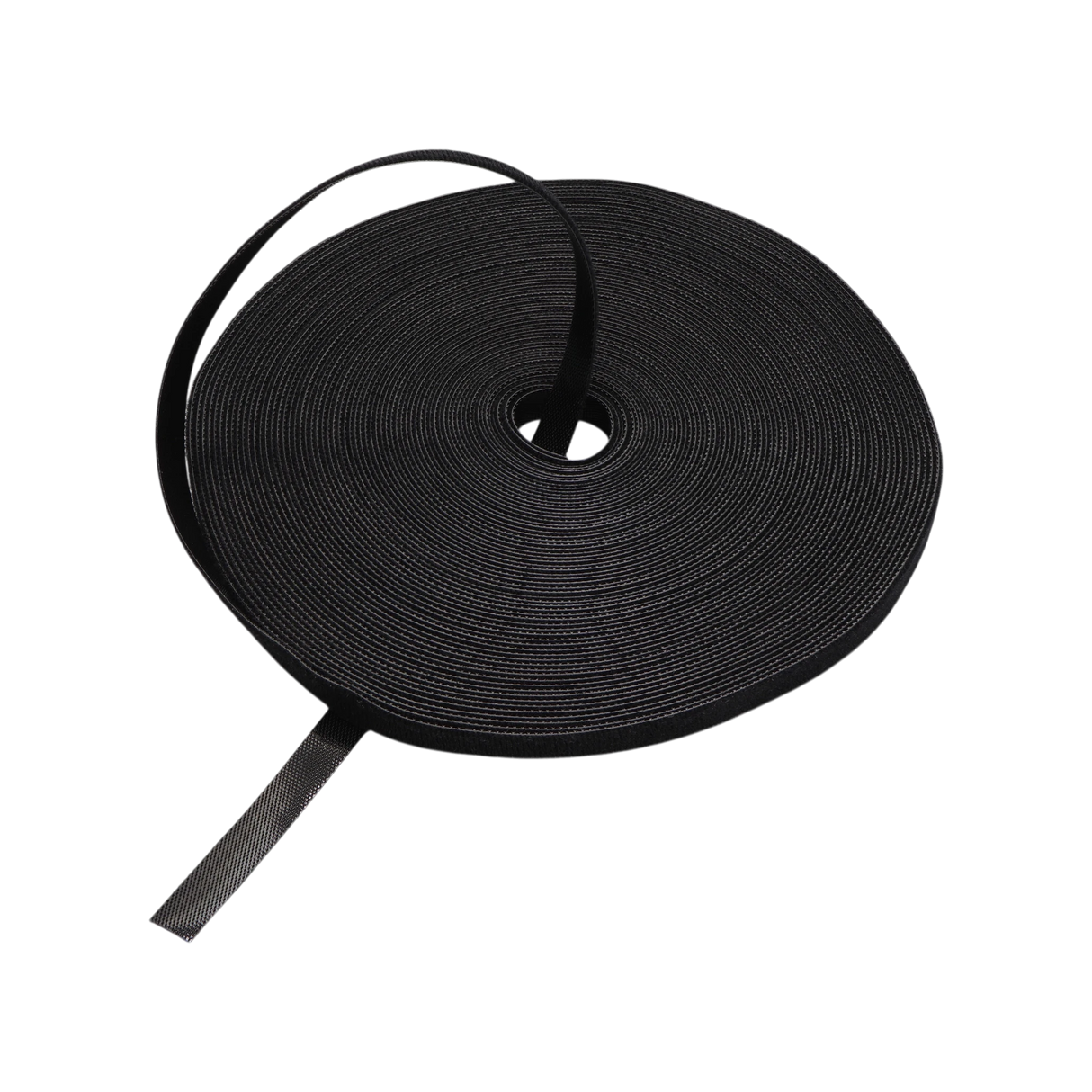 Hook and Loop Tie, Double Sided Reusable, 25m/roll, 12mm wide, black, Cut to Length Customizable