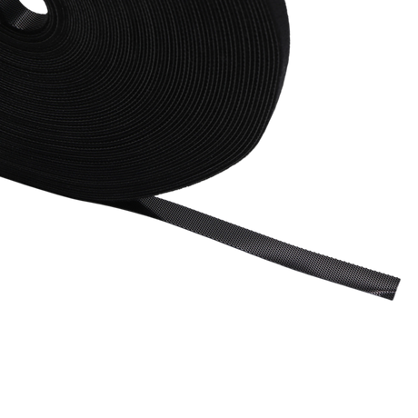 Hook and Loop Tie, Double Sided Reusable, 25m/roll, 12mm wide, black, Cut to Length Customizable